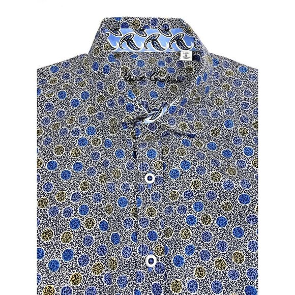 Robert Graham Classic Fit Mens Small Large Polka Dots Short Cuffed Sleeve Shirt - Picture 1 of 11